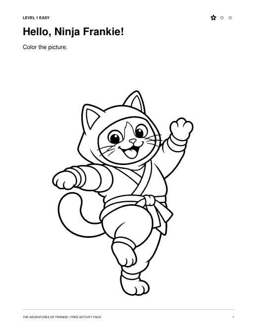 Preview of the Ninja Frankie coloring page