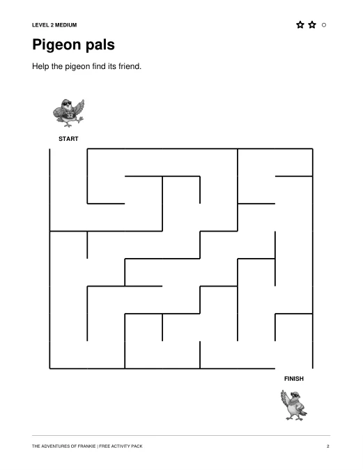 Preview of the Level 2 Pigeon Pals maze